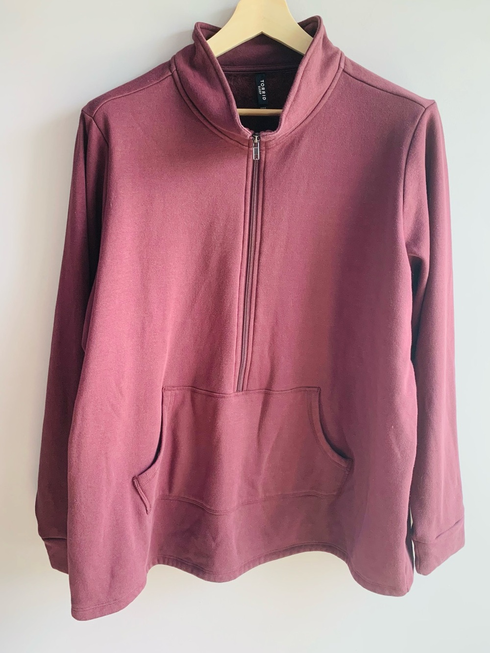 Torrid Sleep Fleece Lined 1/2 Zip Sweatshirt Wine Loungewear Soft Cozy EUC XXL